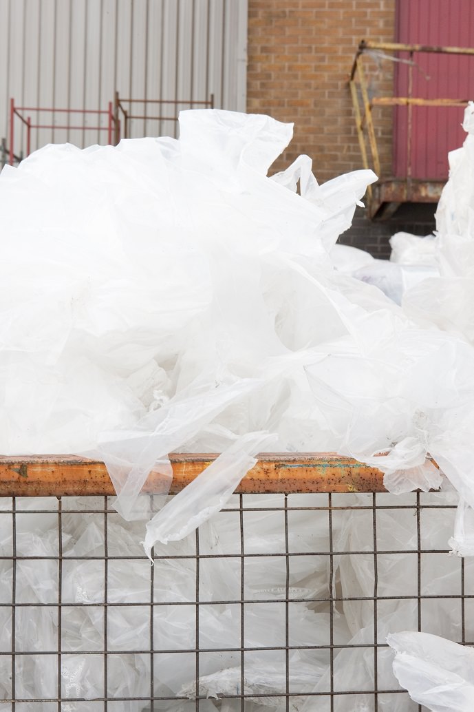 Cage of clear polythene scrap